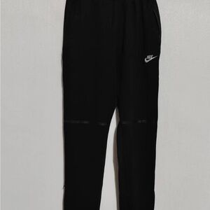 Nike Kids Black Slim Athletic Joggers with White Swoosh